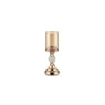 Bronz Gold Camlı Polyester Metal Dekoratif Şamdan Mumluk Aksesuar Obje