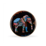 Elephant Fil Desenli Siyah 31 cm Cam Servis Tepsi Yemek Tabağı