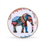 Porselen Cam Beyaz Elephant Fil Desenli Pasta Servis Yemek Tabağı 6'lı