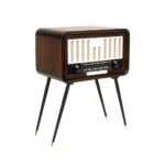Otantik Kreatif Dekorasyon Aksesuar Obje Ahşap Nostalji Radyo Yan Sehpa