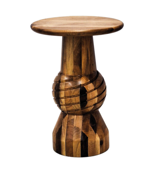 Top Gövdeli Ceviz Doğal Ahşap Mantar Sehpa 53×33 cm